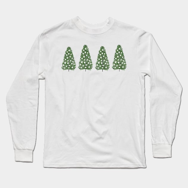 Christmas Tree Christmas Minimal Merry Xmas Crew Christmas Vacation Xmas Trees Long Sleeve T-Shirt by Mochabonk